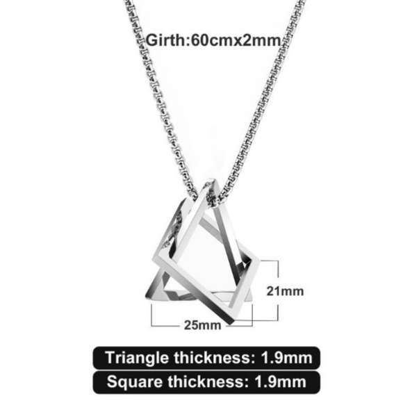 Geometric Hollow Triangular Chain Pendant Necklace Men/Women - Picture 16 of 16